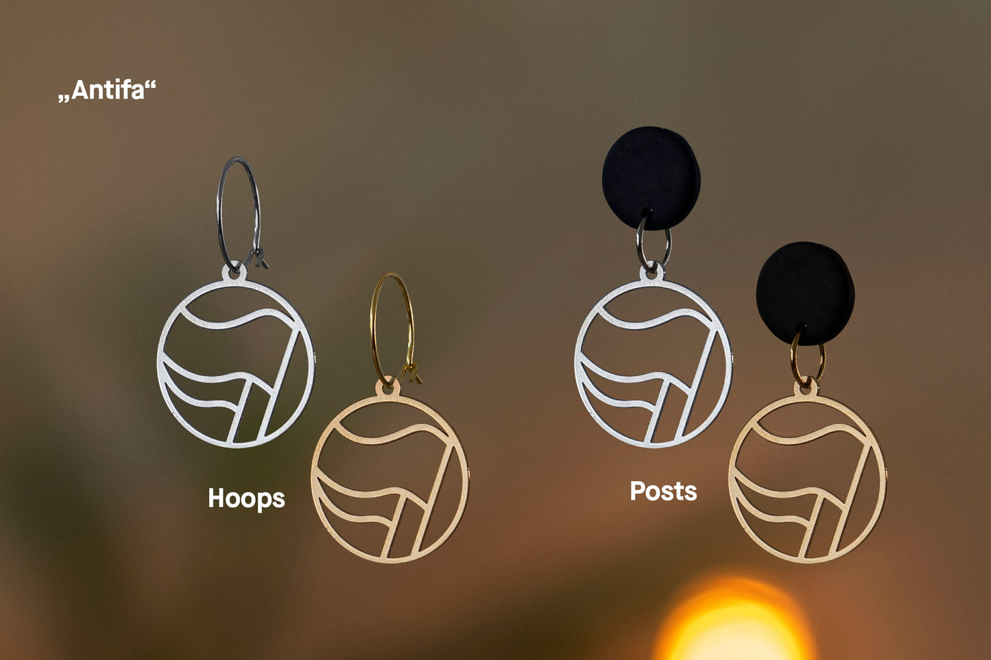 Anti-fascist Earrings | FCK NZS | Antifa | Gold and Silver | Different Shapes & Closures | From Germany | Jewellery