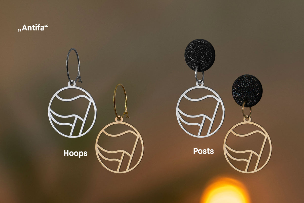 Anti-fascist Earrings | FCK NZS | Antifa | Gold and Silver | Different Shapes & Closures | From Germany | Jewellery