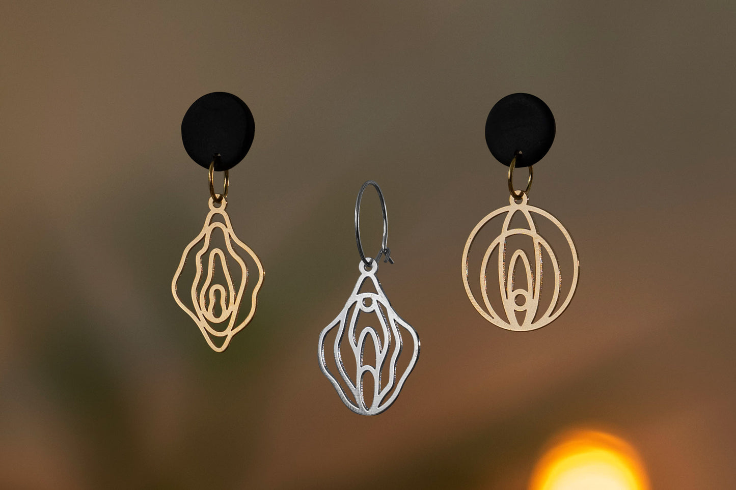 Vulva Design Ohrringe | Gold und Silber | Verschieden Formen & Verschlüsse | Aus Deutschland | Feministischer Schmuck
