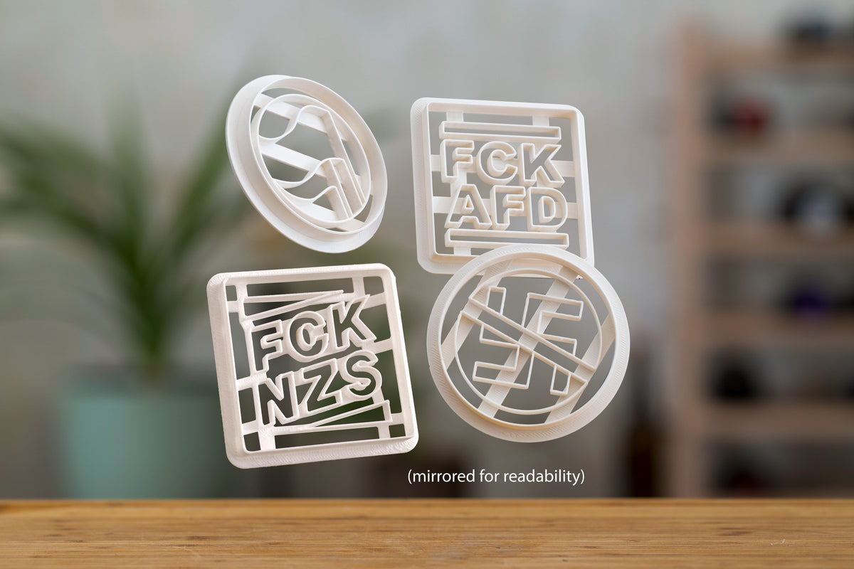 Antifaschistische Keksausstecher - FCK AfD - FCK NZS - Antifa - Verschiedene Motive - Keksform - Plätzchen - Kekse Ausstecher - 3D Druck