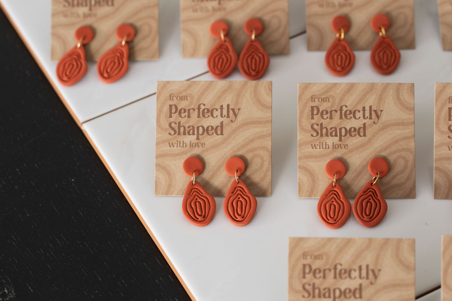 Vulva Earrings | Set | Unique | Coral Red | Polymer Clay | Handmade | From Europe