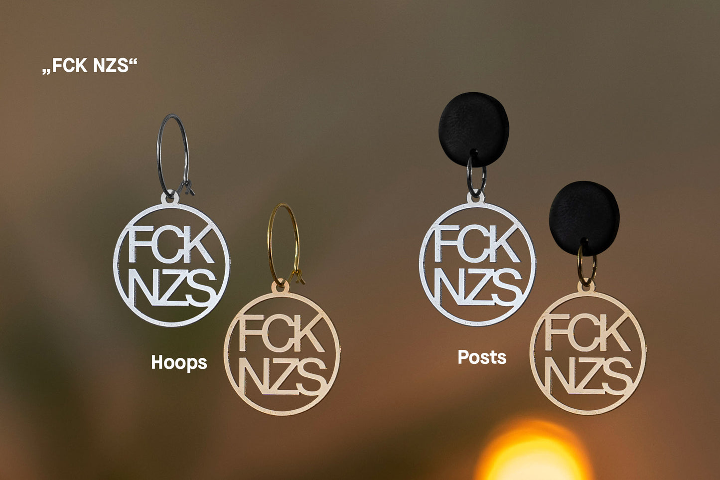 Anti-fascist Earrings | FCK NZS | Antifa | Gold and Silver | Different Shapes & Closures | From Germany | Jewellery