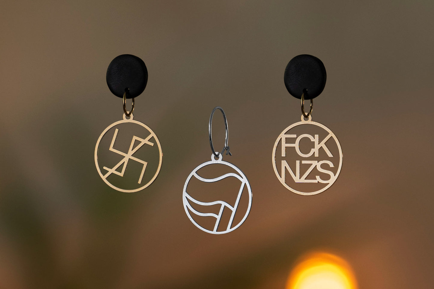 Anti-fascist Earrings | FCK NZS | Antifa | Gold and Silver | Different Shapes & Closures | From Germany | Jewellery