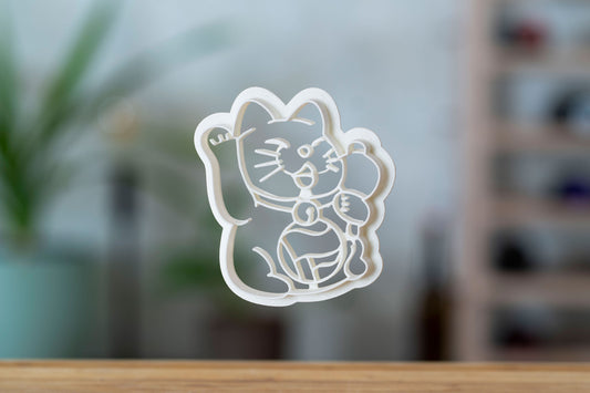 Antifa Lucky Cat Cookie Cutter - Biscuit Mold - Fondant Dough - Maneki Neko - Antifa Animals - 161 - Punk - 3D Printed Cutter