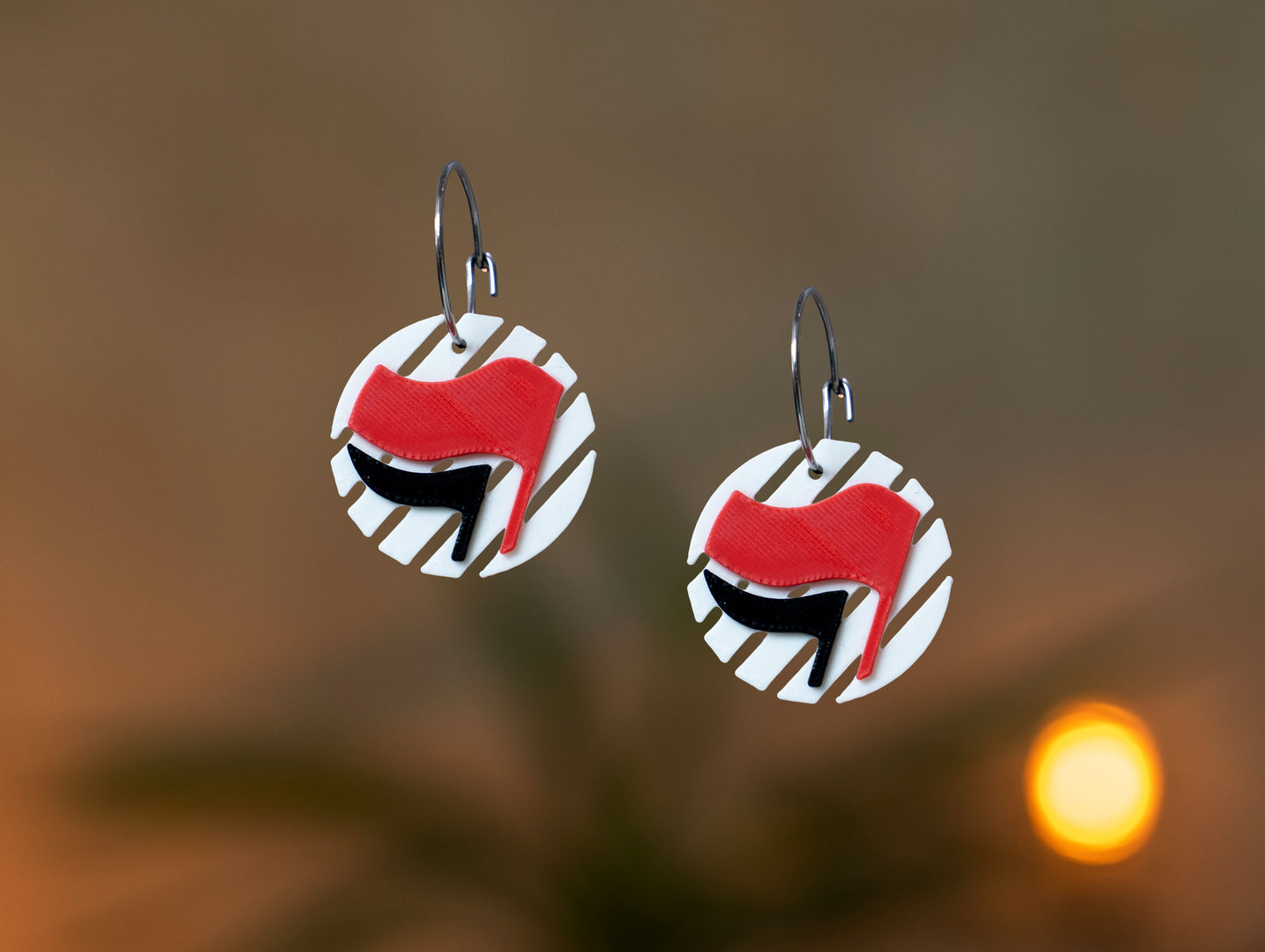 Antifa Earrings Mix 'n' Match | Anti-fascist Flag | Different Colors | 3D printed | From Germany | Jewellery | 161 AFA
