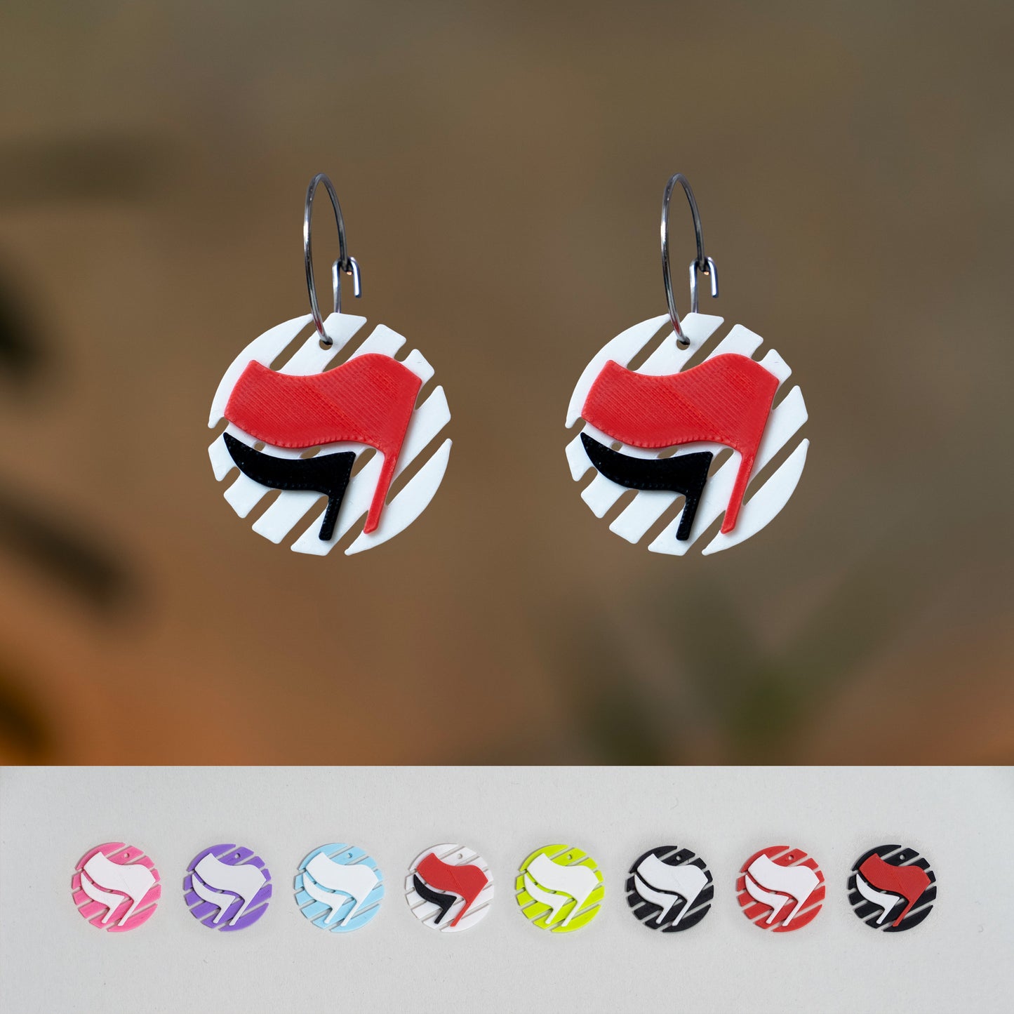 Antifa Earrings Mix 'n' Match | Anti-fascist Flag | Different Colors | 3D printed | From Germany | Jewellery | 161 AFA