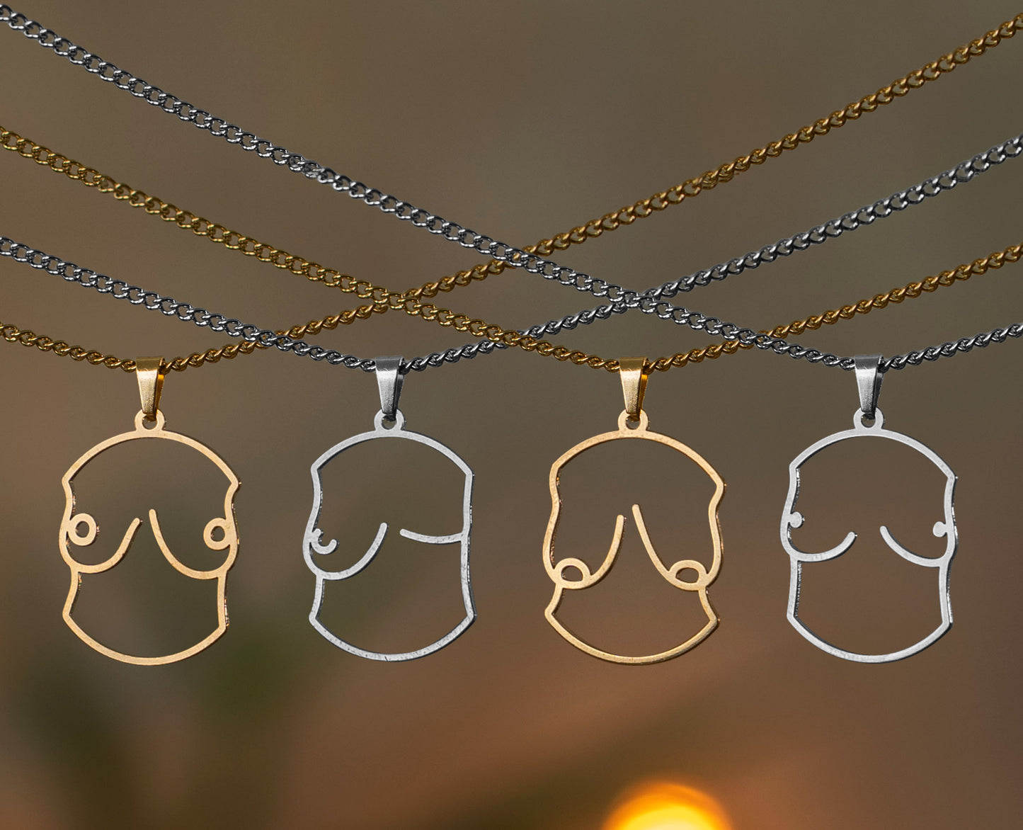Breast Design Necklace | Gold and Silver | Different Shapes & Closures | From Germany | Feminist Jewellery