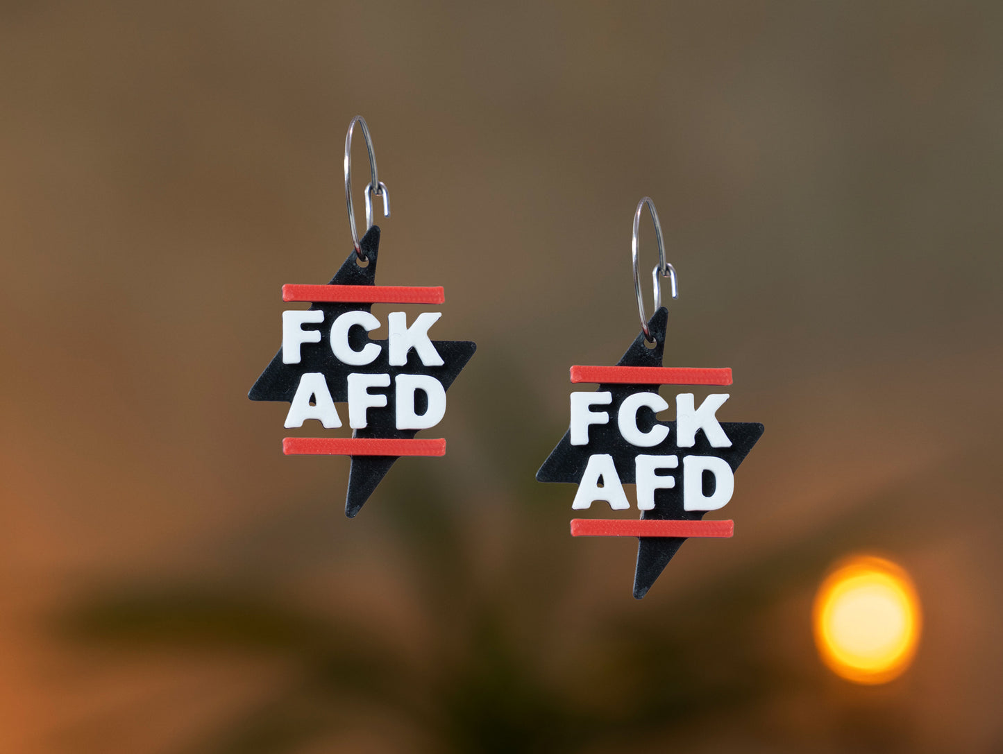 FCK NZS Earrings Mix 'n' Match | Flash | Anti-fascist | FCK AFD | Antifa | Different Colors | 3D printed | From Germany | Jewellery | 161 Antifa