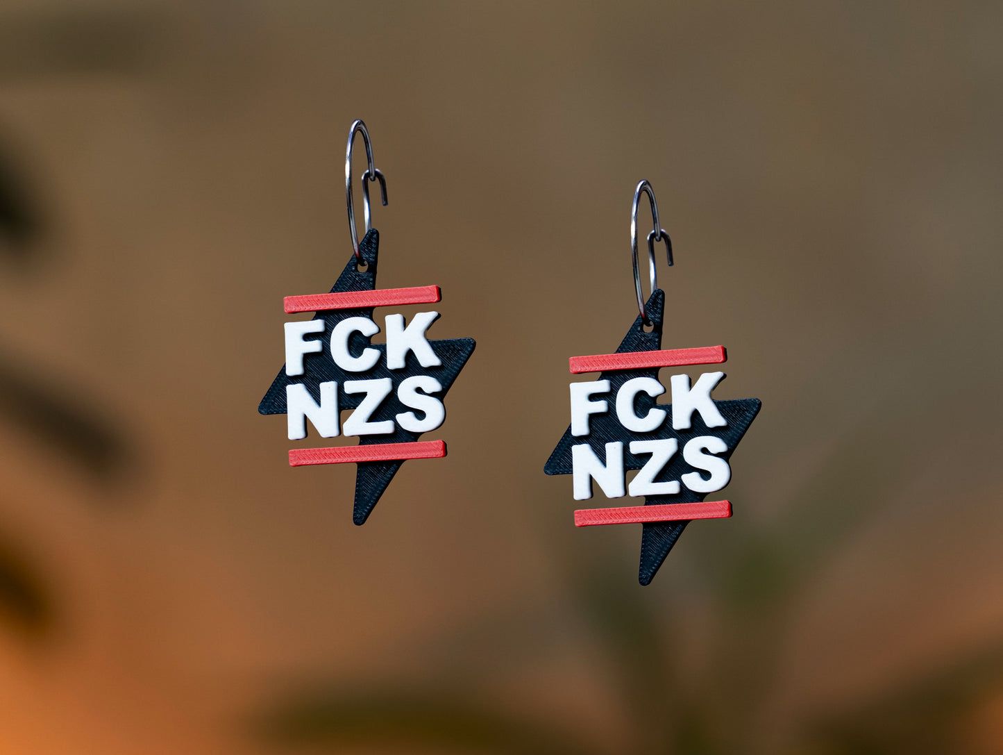 FCK NZS Earrings Mix 'n' Match | Flash | Anti-fascist | FCK AFD | Antifa | Different Colors | 3D printed | From Germany | Jewellery | 161 Antifa