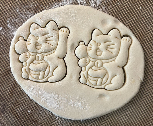 Antifa Lucky Cat Cookie Cutter - Biscuit Mold - Fondant Dough - Maneki Neko - Antifa Animals - 161 - Punk - 3D Printed Cutter