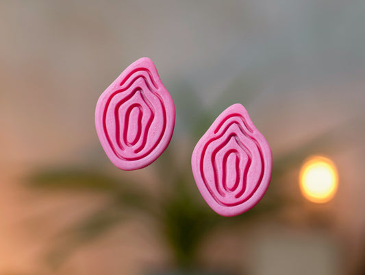 Cute Pink Vulva Earrings | Set | 3D printed | PLA | Handmade | Feminism | From Europe